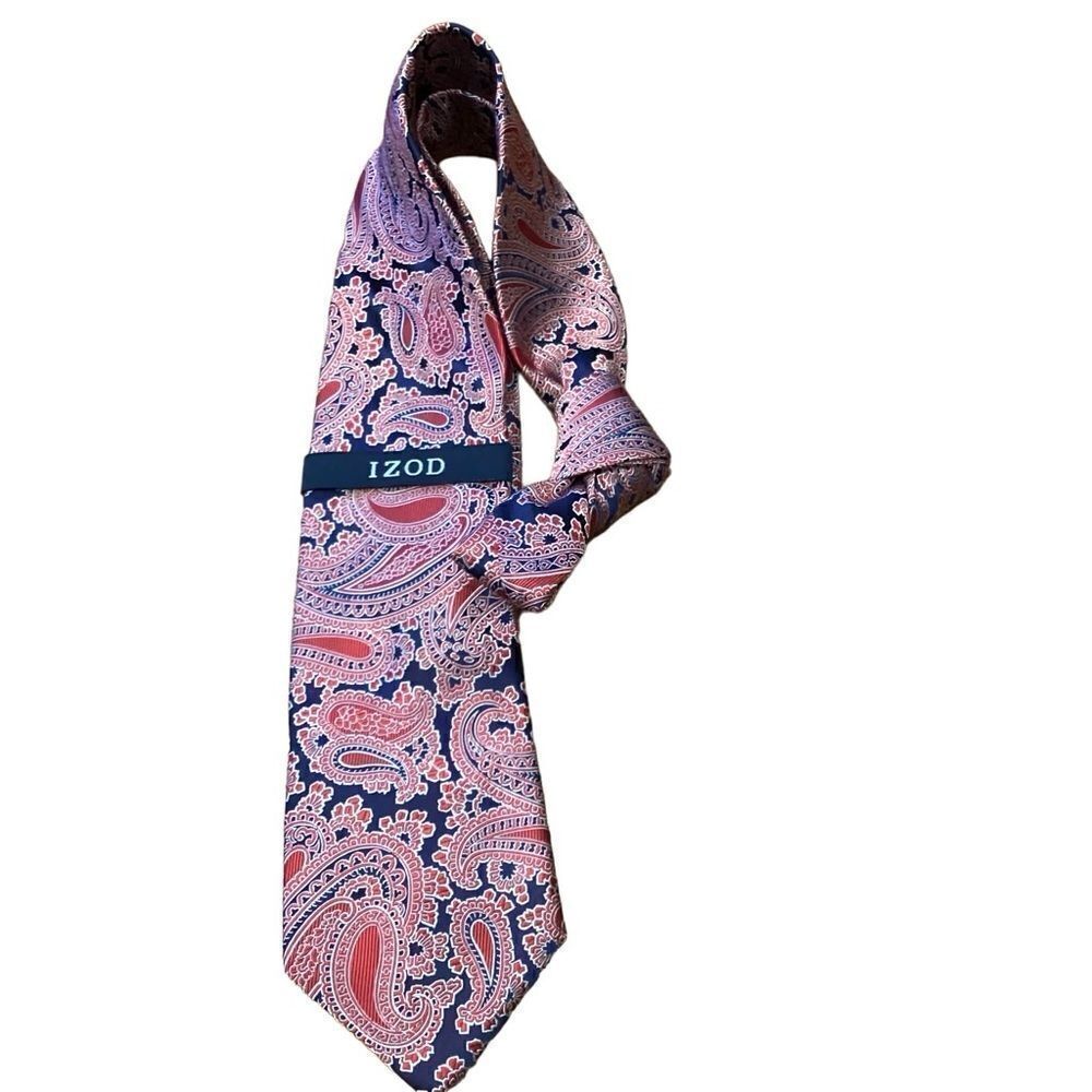 NWT Silk Izod Salmon Paisley Neck Tie